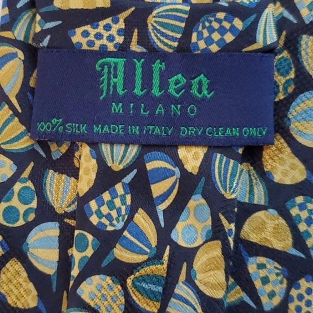 ALTEA MILANO NAVY BLUE SILK TIE WITH JOCKEY HATS - Picture 4 of 5